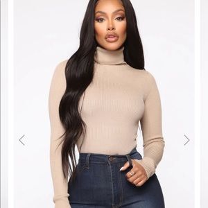 Khaki Turtle Neck Long Sleeve